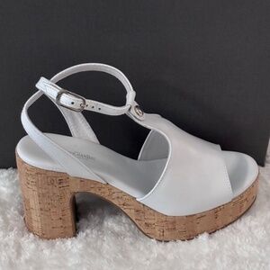 Nero Giardini Loira Bianco platform Sandals White Sz 38 Cork Heels